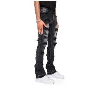 Distressed Mens Black Jeans